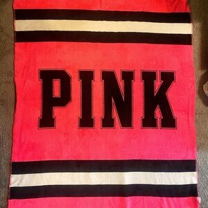 PINK Victoria's Secret Black and Bright Pink Blanket
